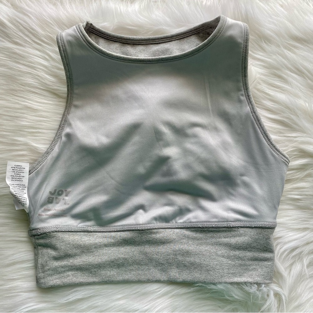 JoyLab Light Heather Gray Work Out Sports Cropped Tank Top - Picture 4 of 6